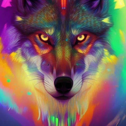 rainbow wolf - AI Generated Artwork - NightCafe Creator