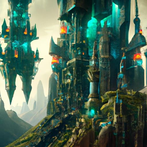 Twin Towers Under Alien Attack: Detailed Matte Painting