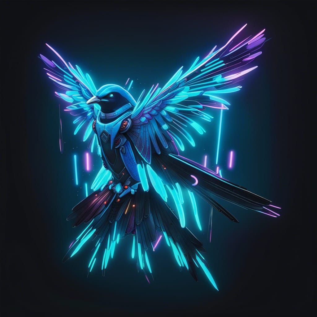 STUNNINGLY BEAUTIFUL happy Bioluminescence birds FINELY DETAILED with ...