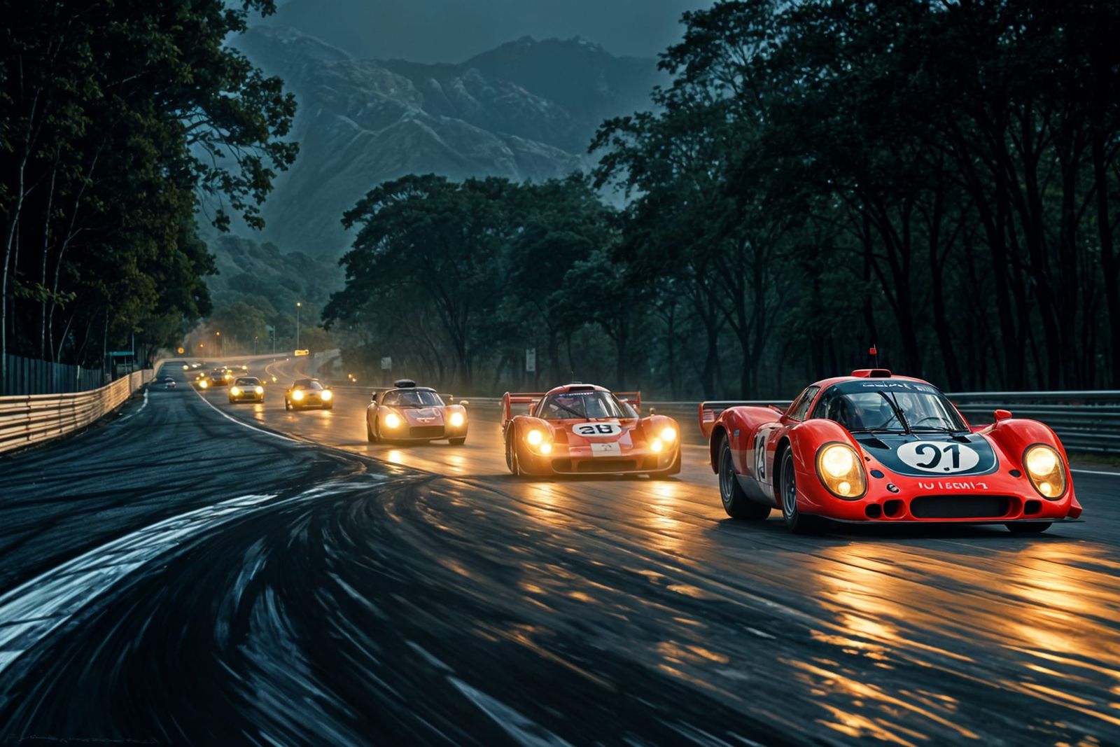 Le Mans, 4:00AM, restart after a safety car (Clarity Upscale...