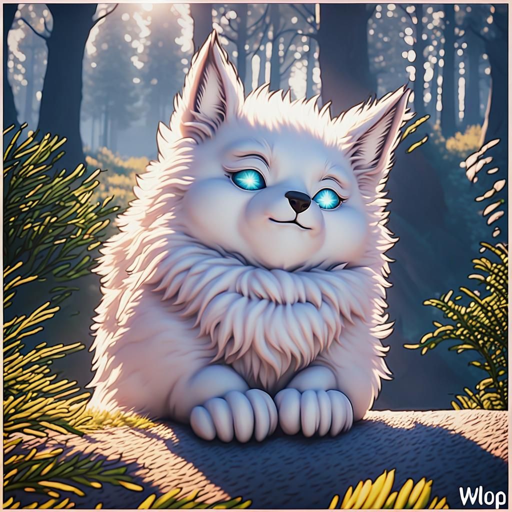 Affectionate Wolves in Anime Style 3D Art