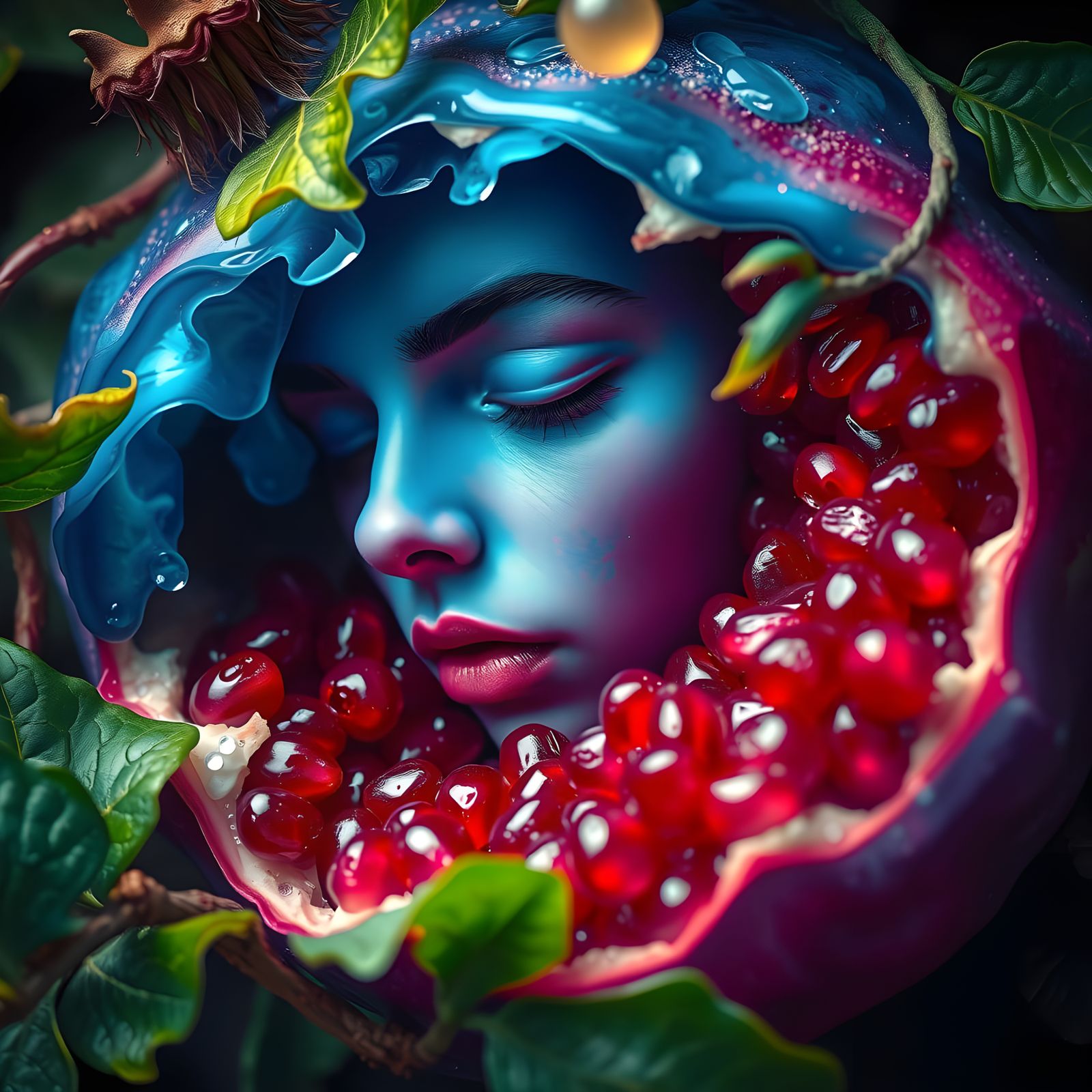 Face trapped inside of Fruit  by @LilacVenom