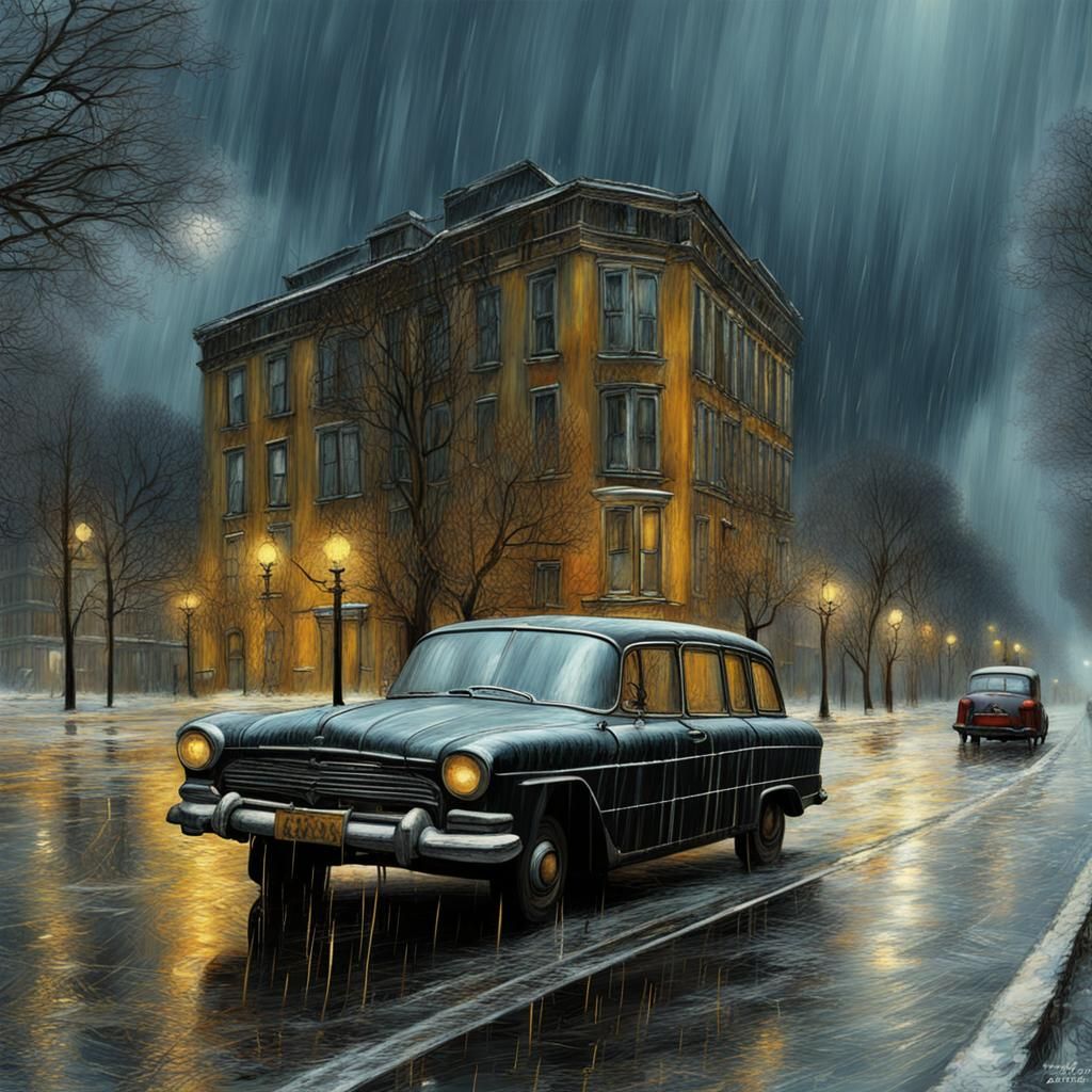 old car in front of a building - AI Generated Artwork - NightCafe Creator