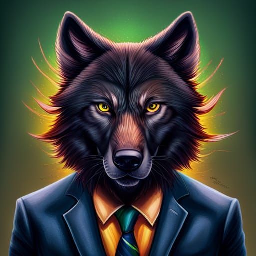 Powerful Wolf Head Portrait in Hyperrealistic Style