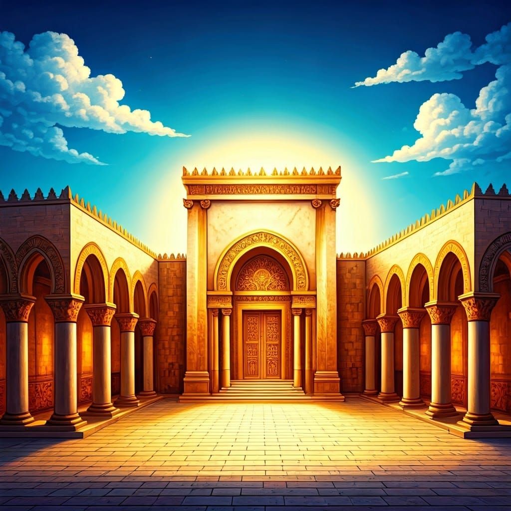 Temple in Jerusalem Radiant with Golden Light