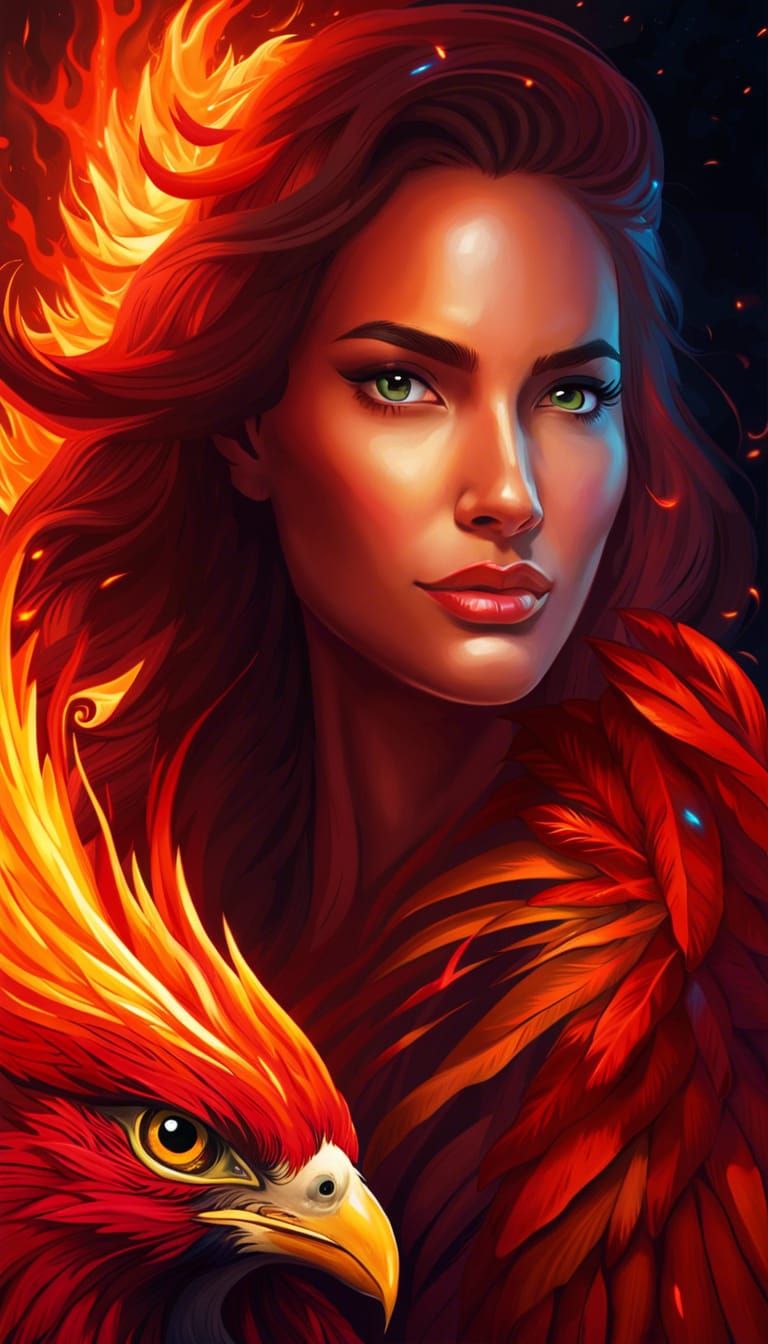 Woman with phoenix 