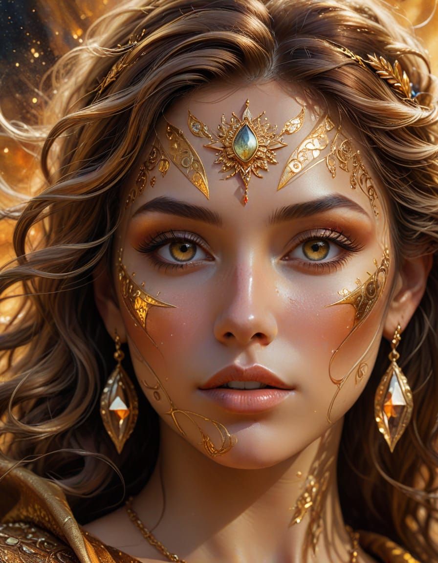 Celestial Goddess in Earthy Splendor Oil Painting - AI Art