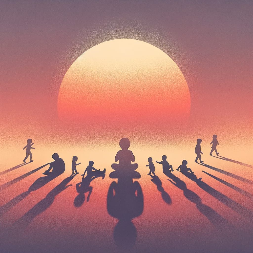 Small Figures Cast a Large Shadow as the Sun Sets