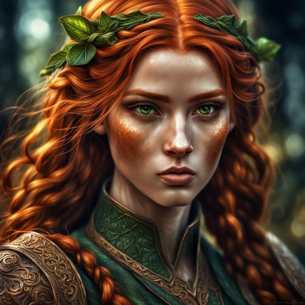 Elf girl with ginger hair - AI Generated Artwork - NightCafe Creator