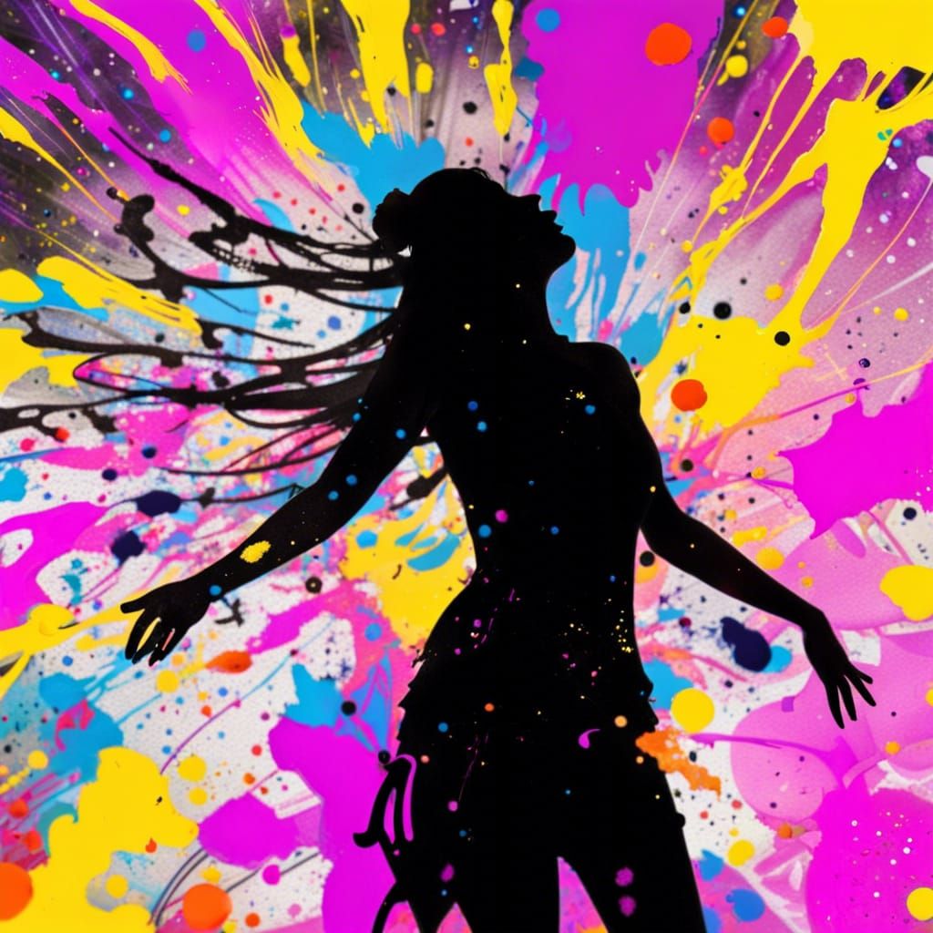 dancing in paint splatter