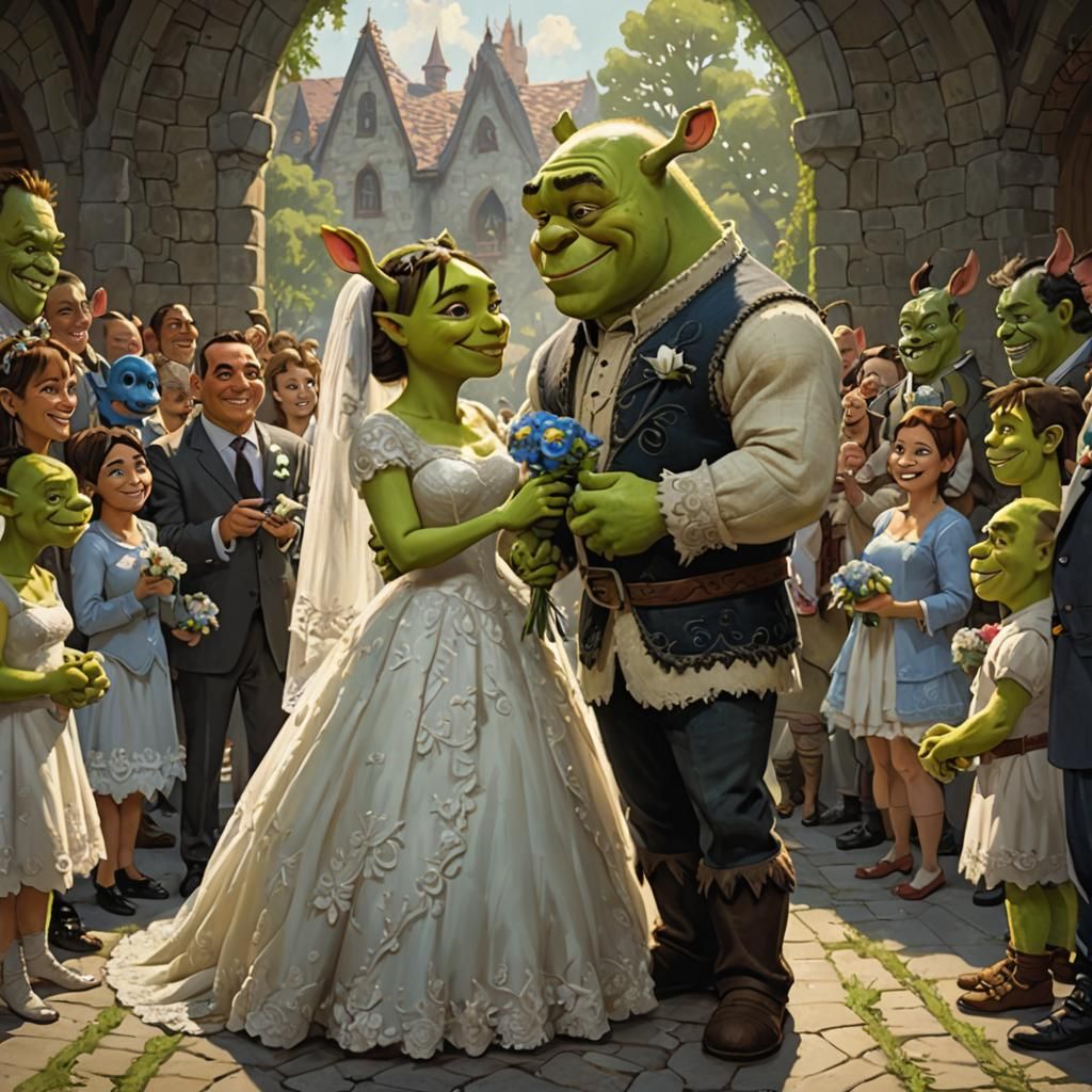 Shrek marrying Stitch, by Greg Rutkowski - AI Generated Artwork ...