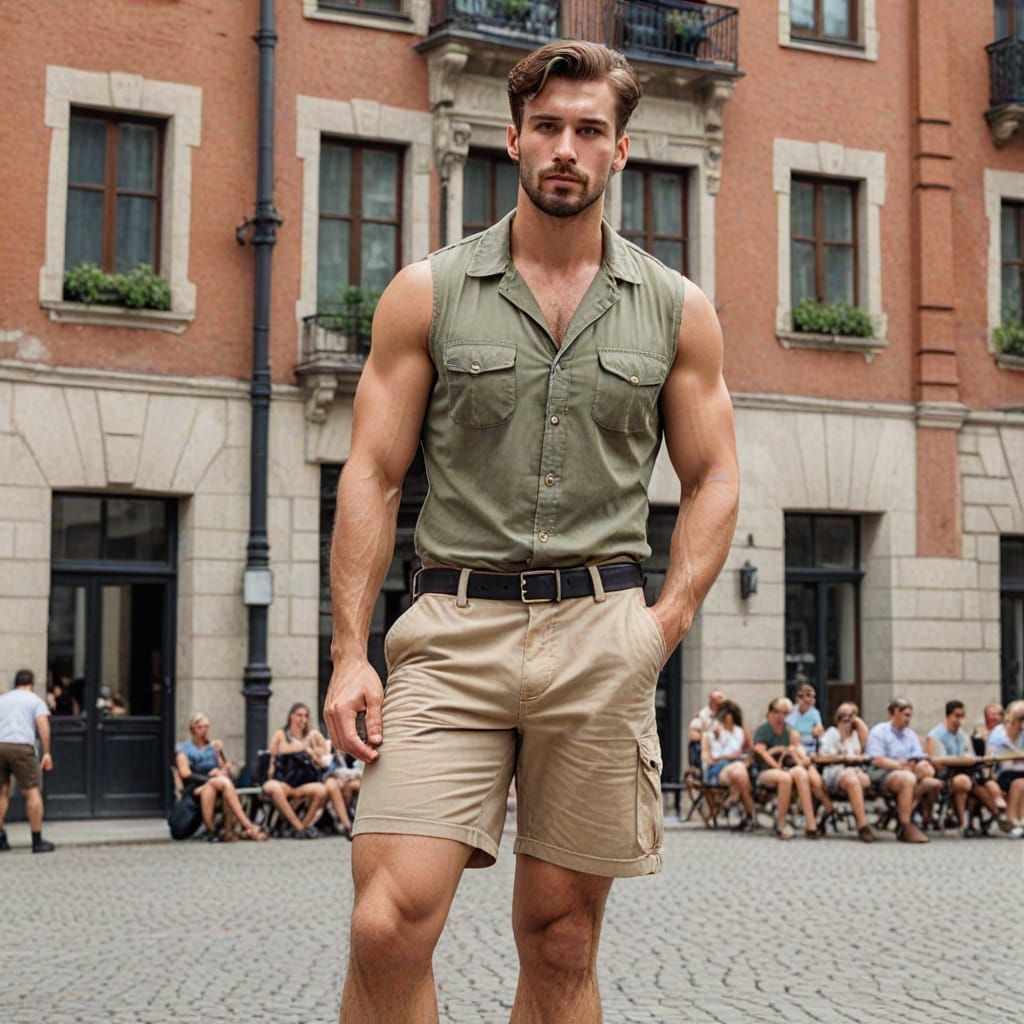 Tom of Finland-Inspired Hairy Young Man Backpacking in City ...