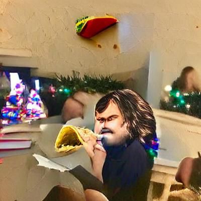 Jack Black enjoying a taco on Christmas Eve