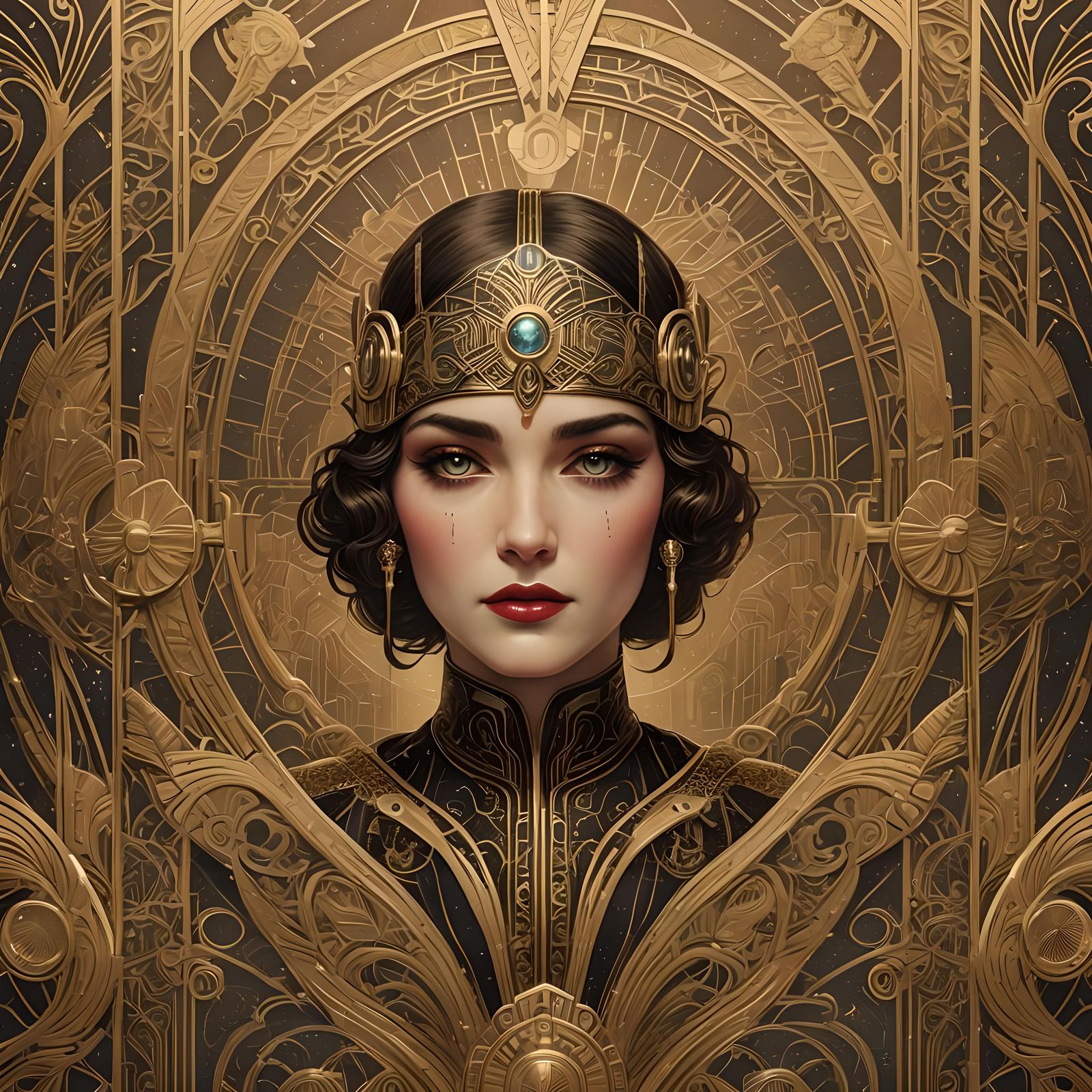 A stylish movie poster with Art Deco flair, including intricate borders, elegant typography, and vibrant ...  by @Why