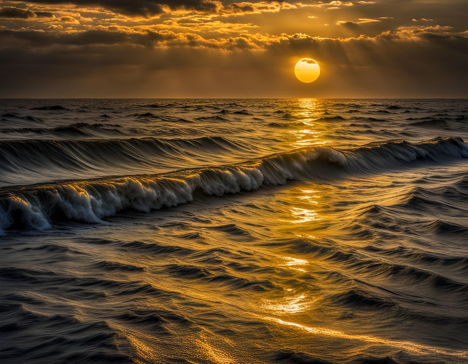 A Yellow Sun Reflecting Yellow on the Ocean