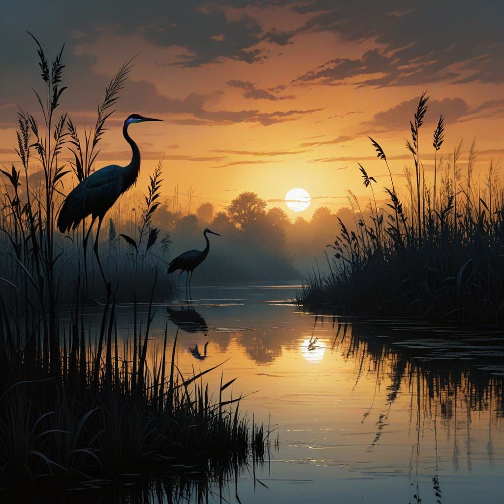 Crane Silhouettes  by @Chickadee