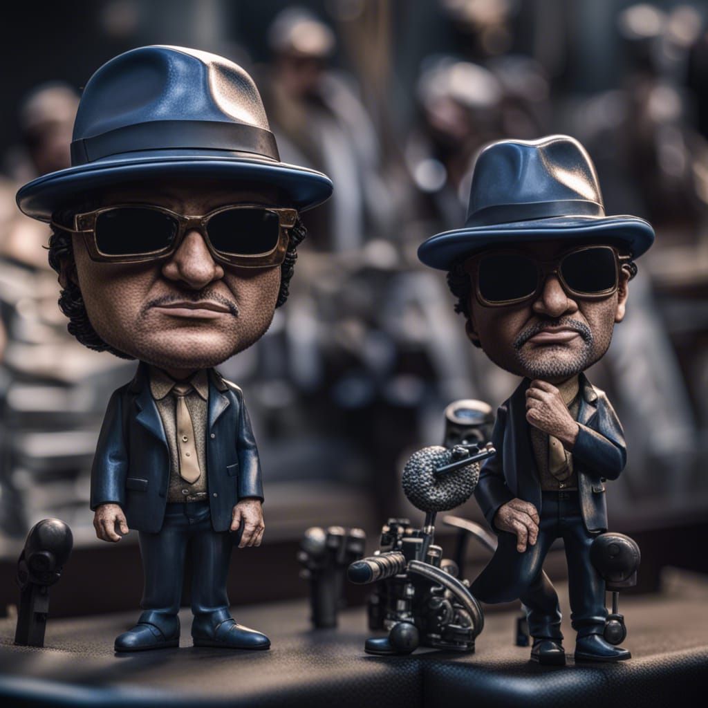 Bobbleheads of blues brothers intricate details, HDR, beautifully shot, hyperrealistic, sharp focus, ...  by @KrystofM75