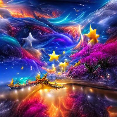 Cinematic view of an unlimited magical star beautiful detail...