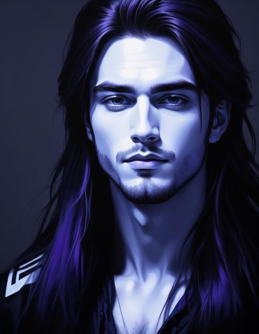 Blue monochrome portrait