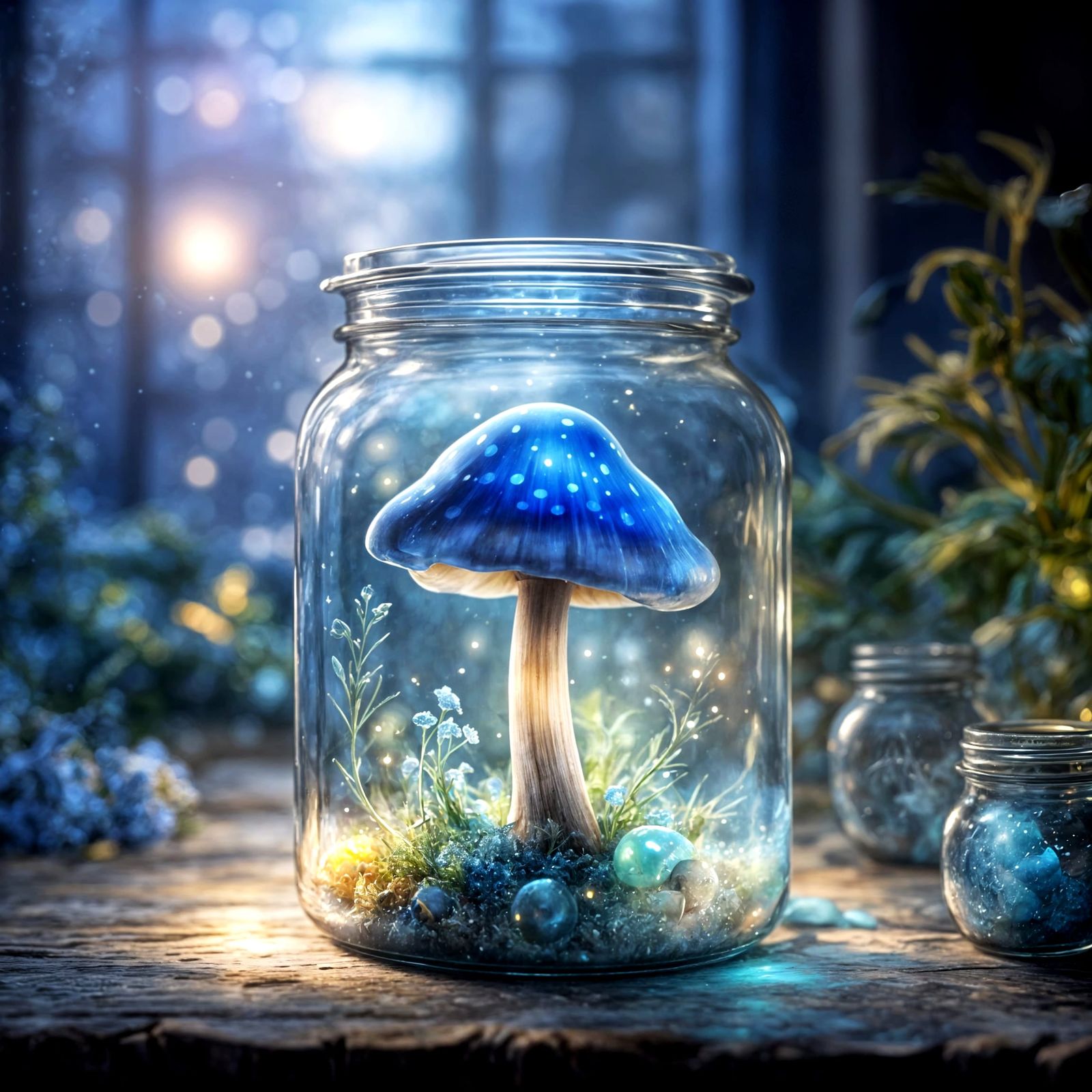 Blue Mushroom in a Jar  by @dizzy