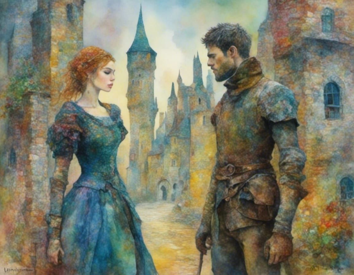 <lora:Anti color fume:1.0> <lora:Old school kick:1.0> Woman and knight