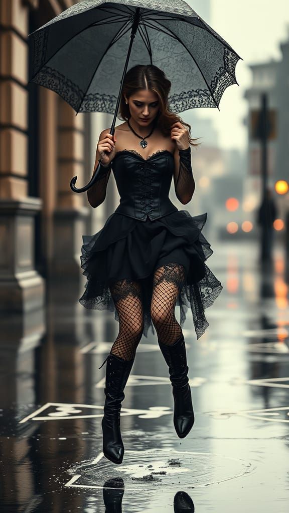 A living version of the Queen of Clubs from a playing card, reimagined as an elegant Gothic lady. She wears a black corset with the club sym...