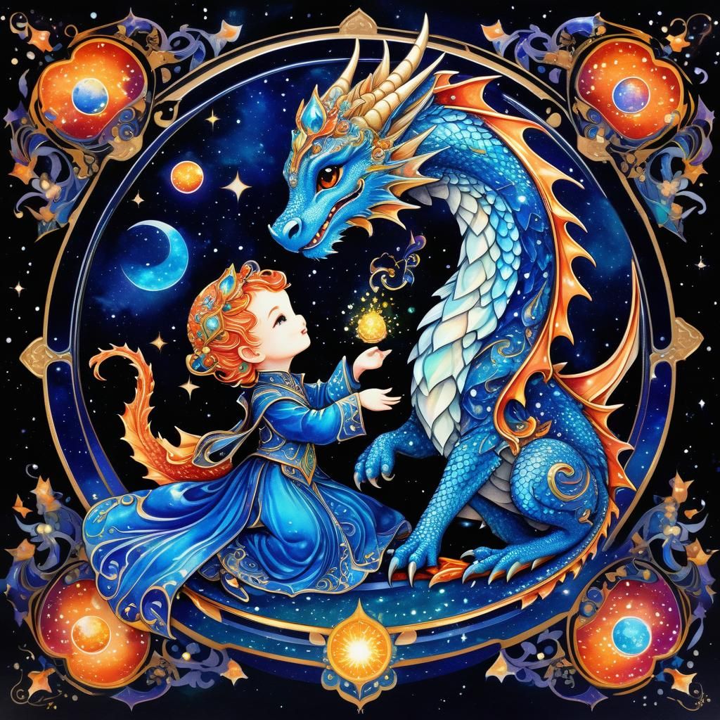 Playing Magic with my Pet Dragon  by @Artez