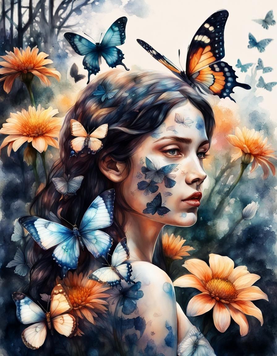 Butterfly Girl - AI Generated Artwork - NightCafe Creator