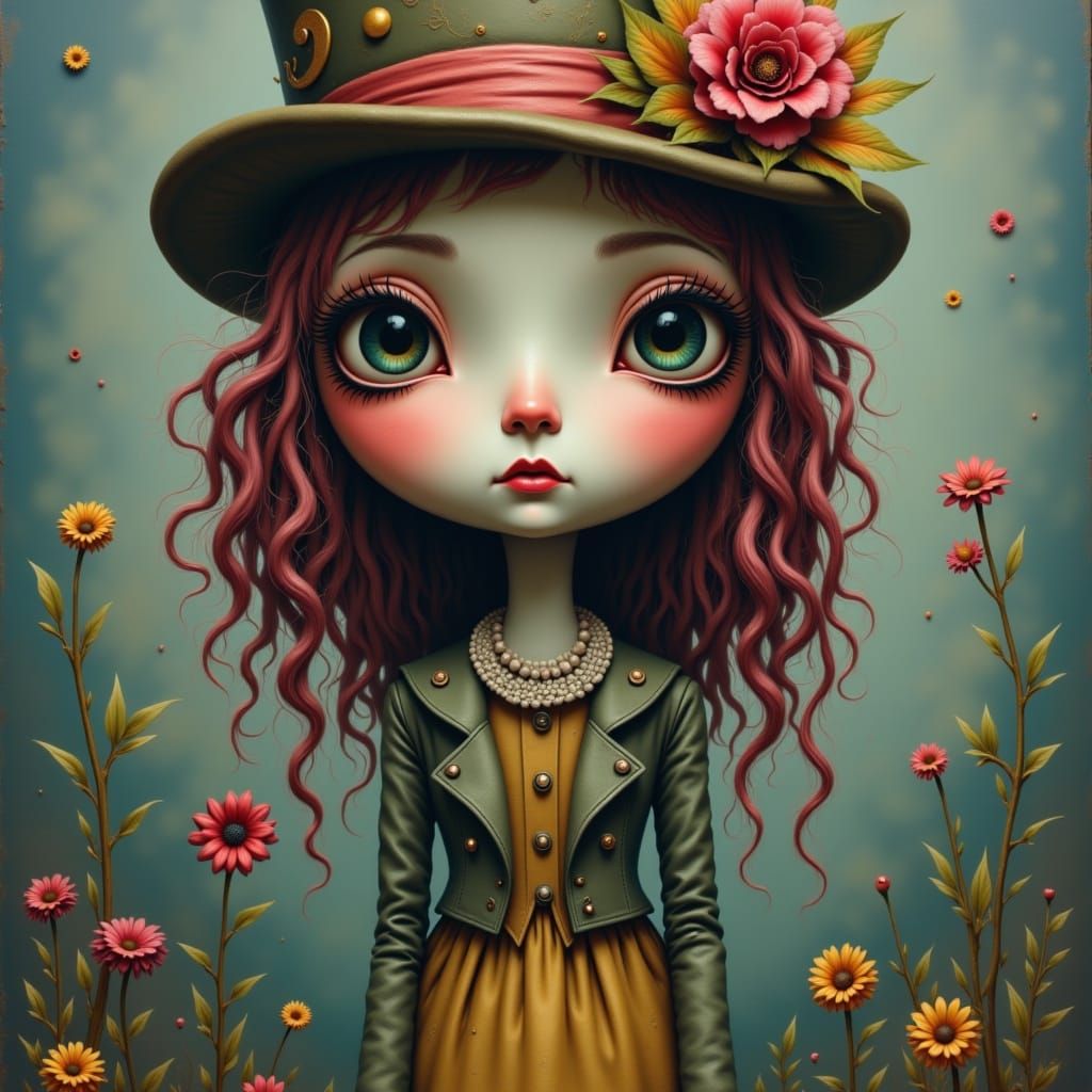 <lora:NICOLETTA  AND MARK:1.0> wide angle, An intricately detailed and exquisite Wellington top hat, crafted with an elegant, Victorian-insp...