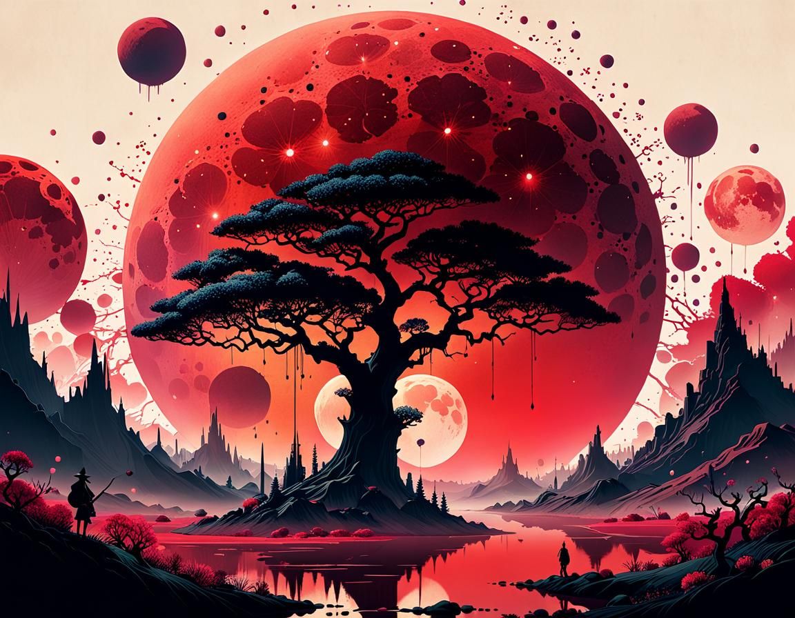 Red moon  by @Minium