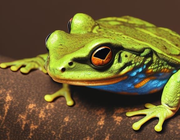 A half-newt half-frog creature, full body, Hyperrealistic, i...