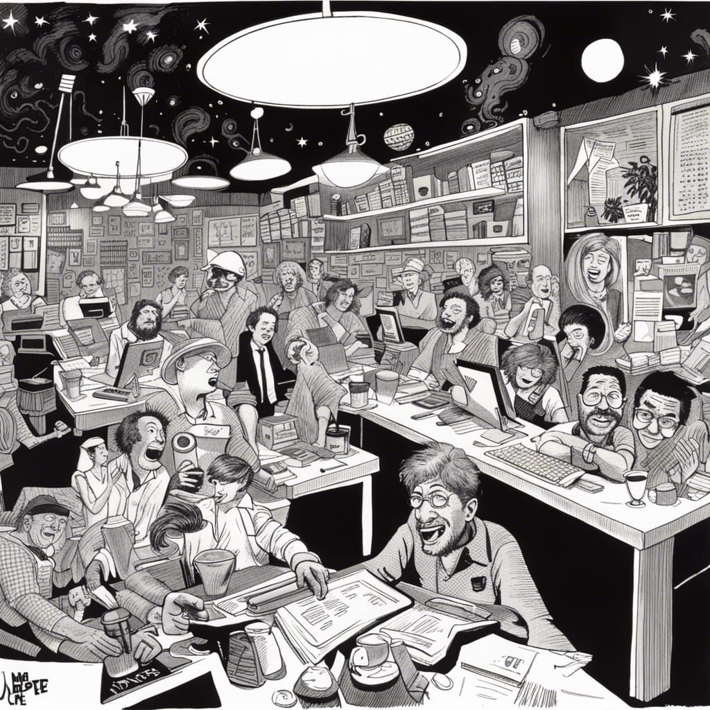 the night cafe office going crazy