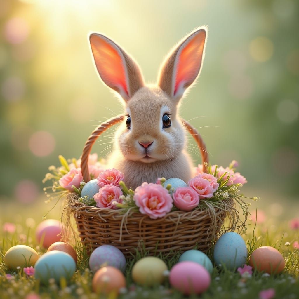 Easter Bunny in a basket  by @TravellerUK
