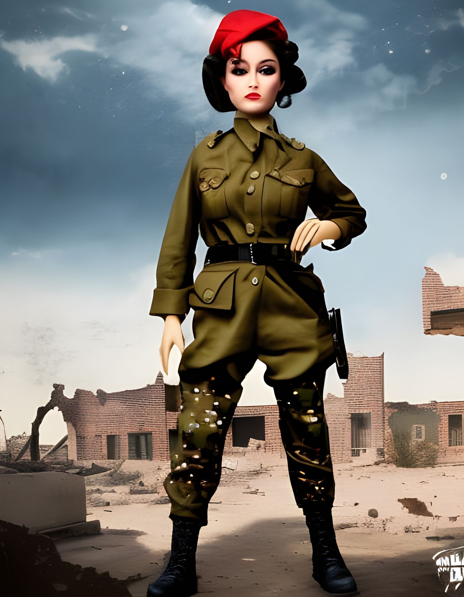 Doll in military suplus rag outfit / foreign aid outfit. Gli...