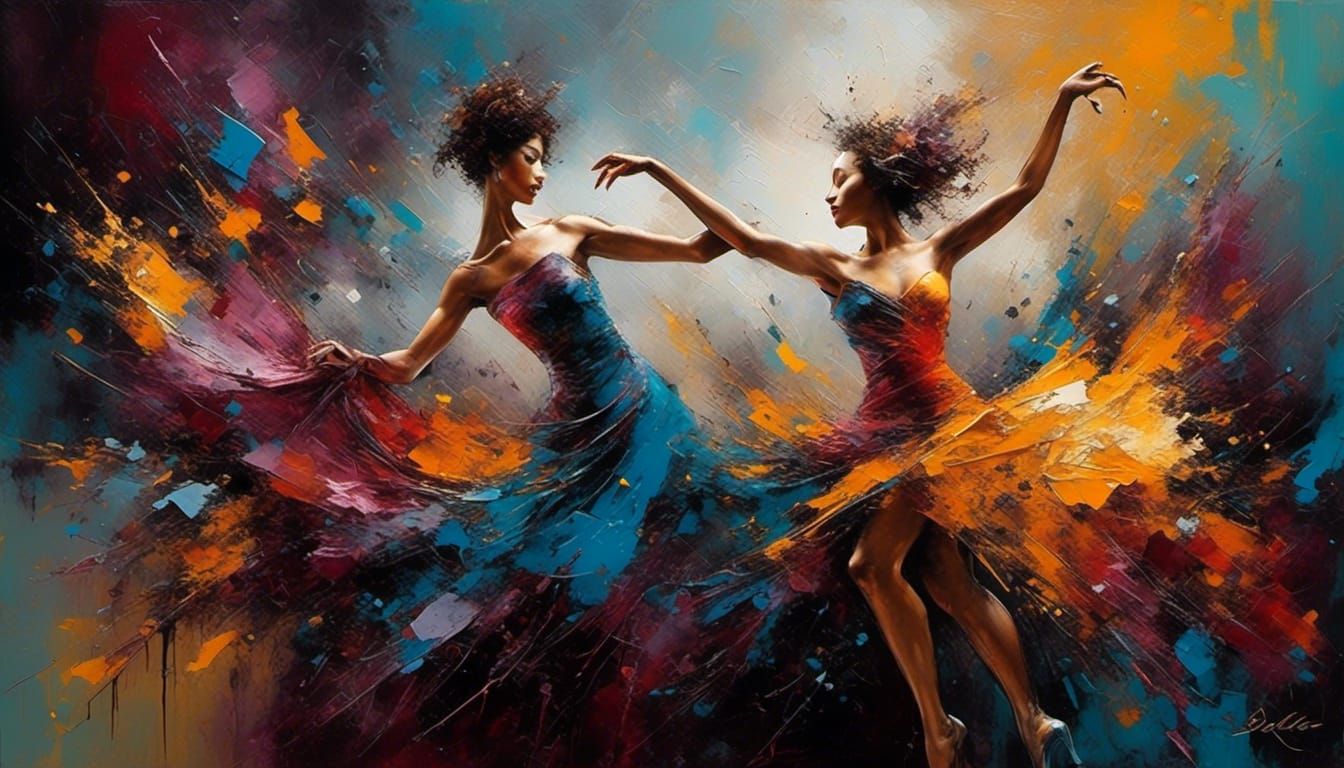"Let's Dance" abstract art complementary colors fine details...