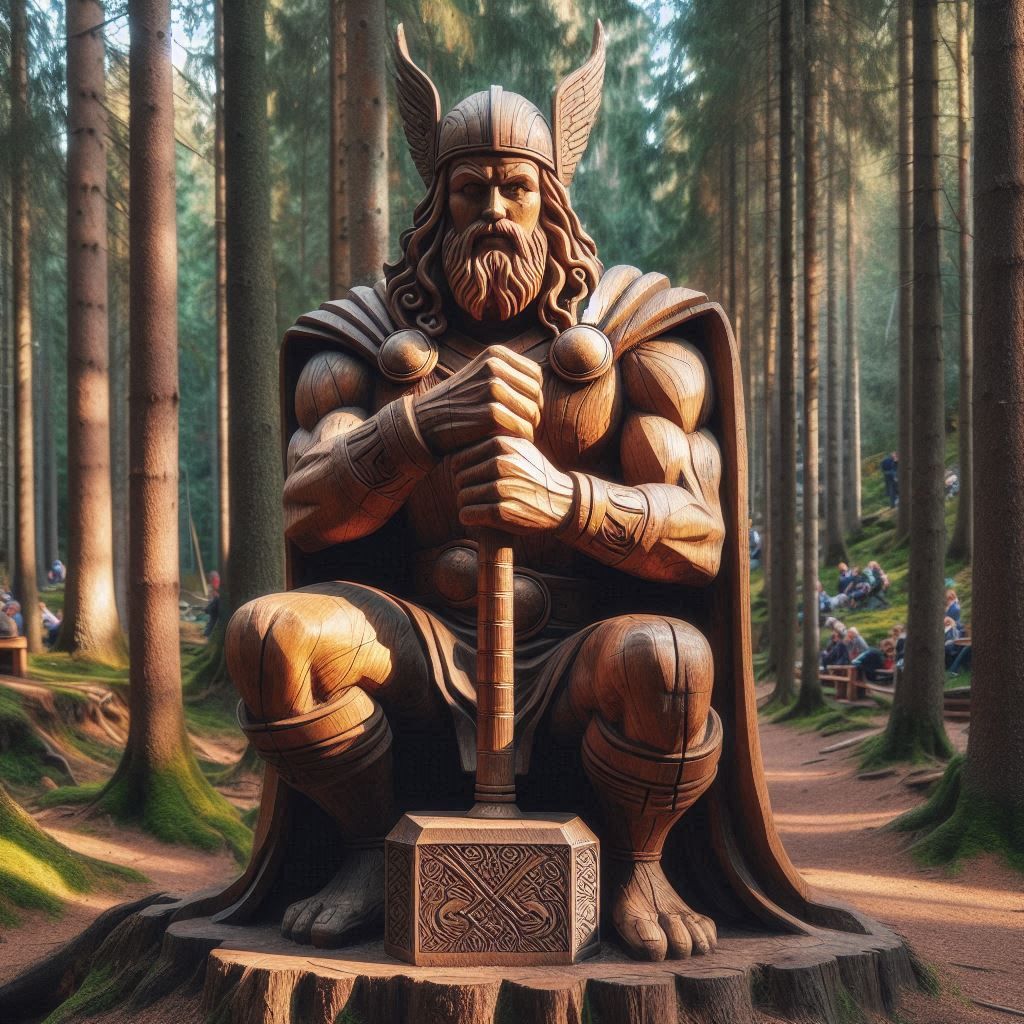 Wooden statue of Thor