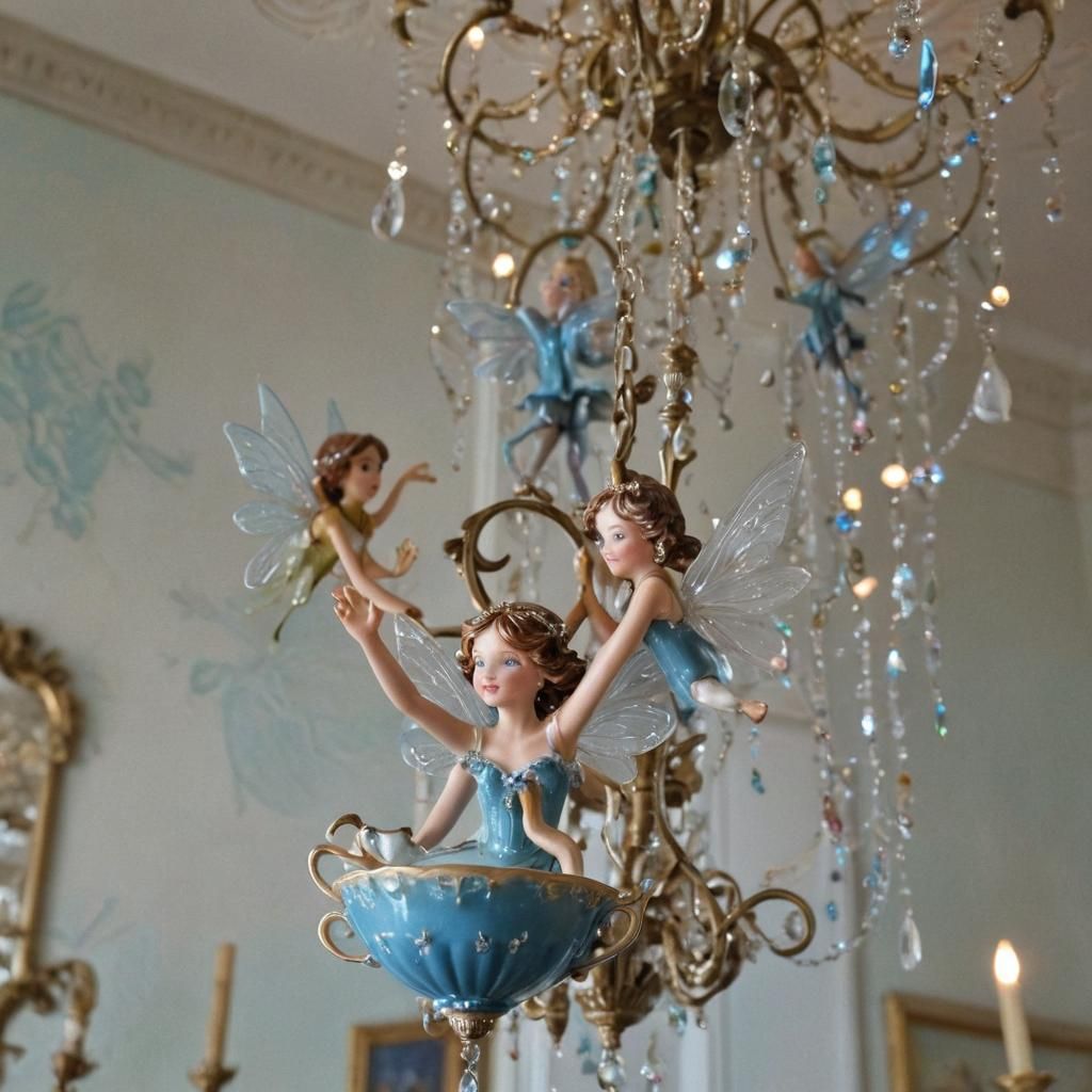 Close-up of beautiful fairies in the living room.Their delic...