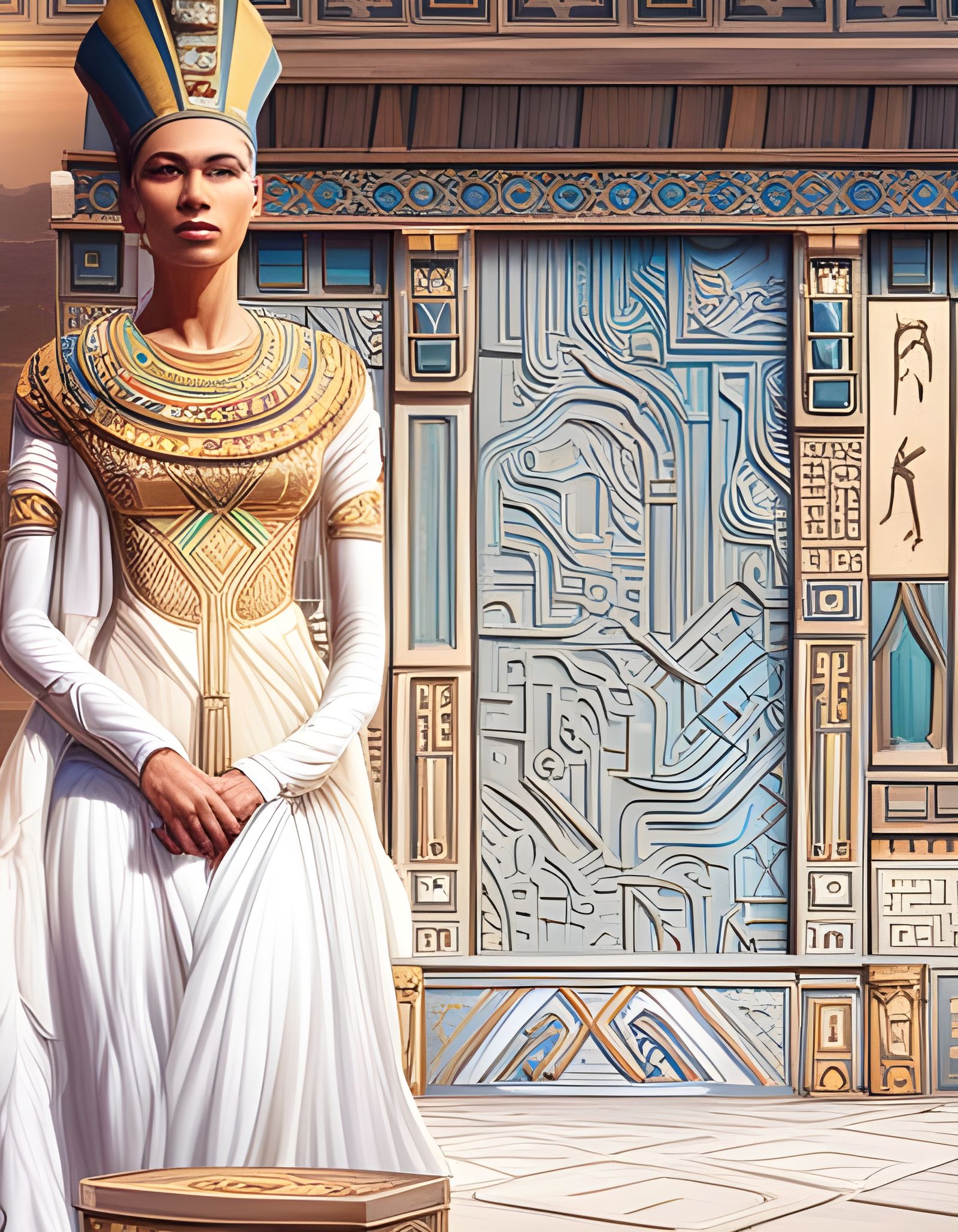 Nefertiti Hieroglyphics extremely detailed matte painting, deep color ...