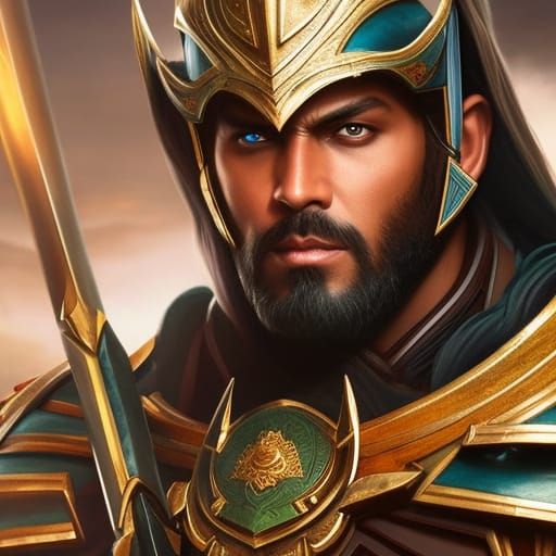include full body portrait, dark skin, armed with spear and ...