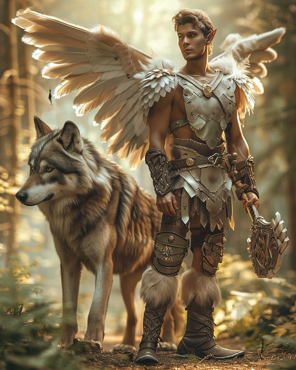 Battle Elf and Dire Wolf