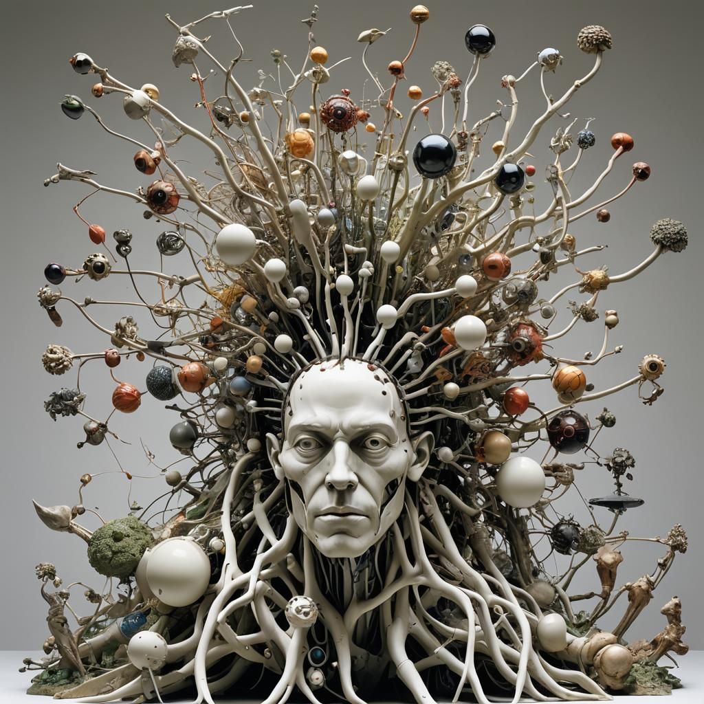 Postmodern Sculpture of Automated Life in Sci-Fi Style