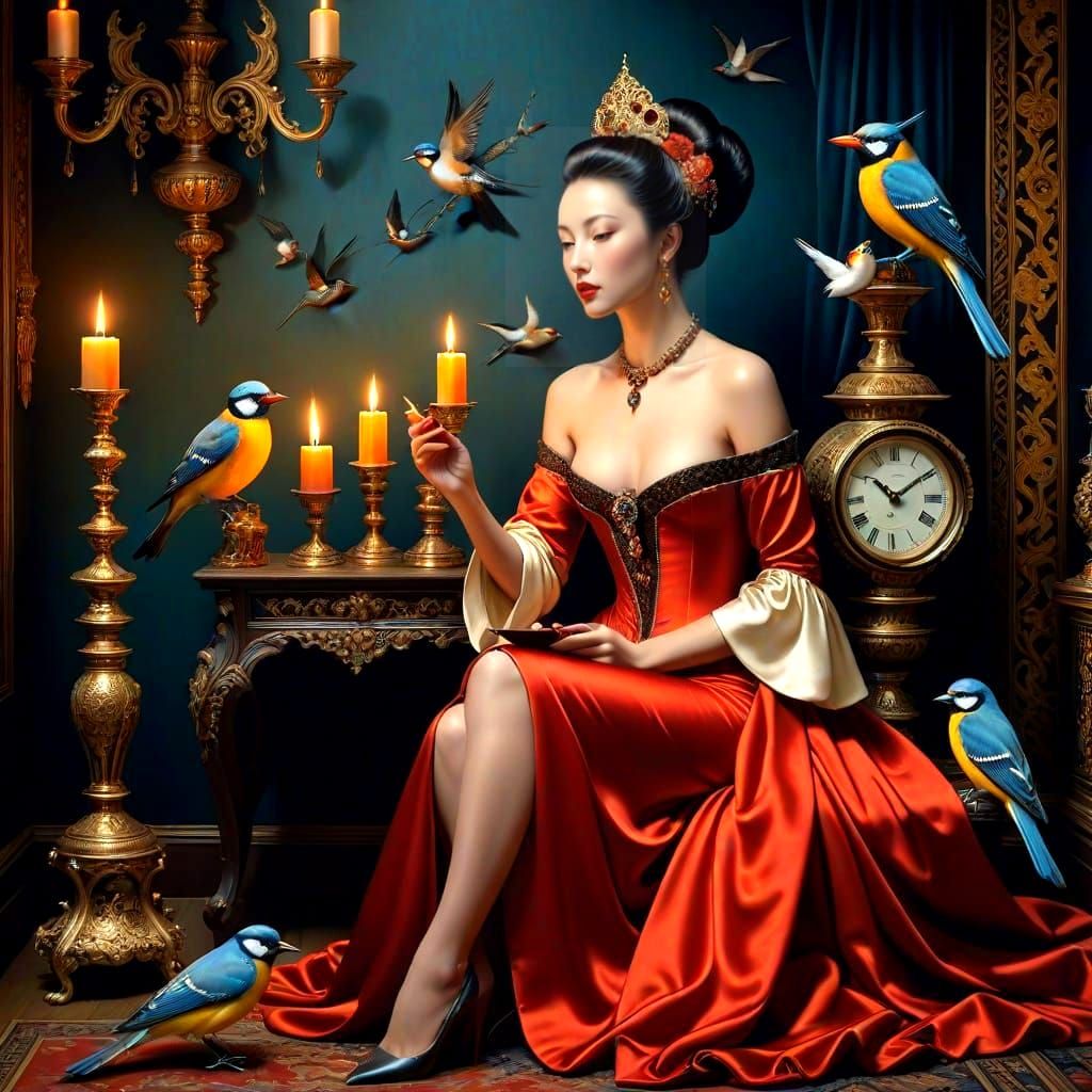 Ethereal Lady in a Surreal Medieval Boudoir