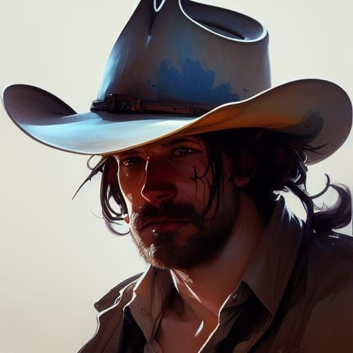 Cowboy head and shoulders portrait, 8k resolution concept ar...