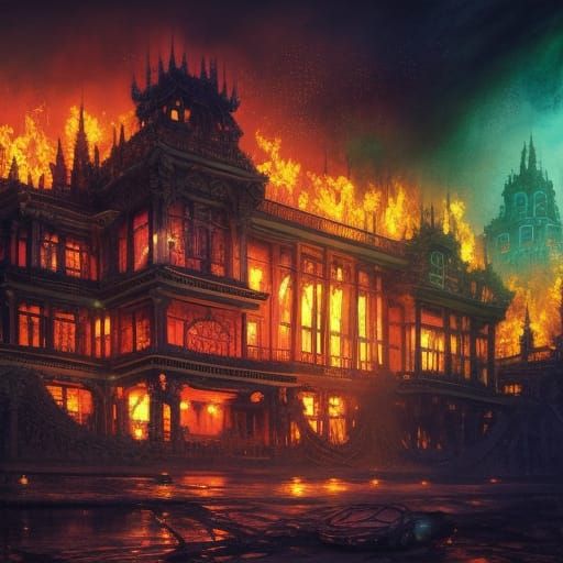 Palace in flames