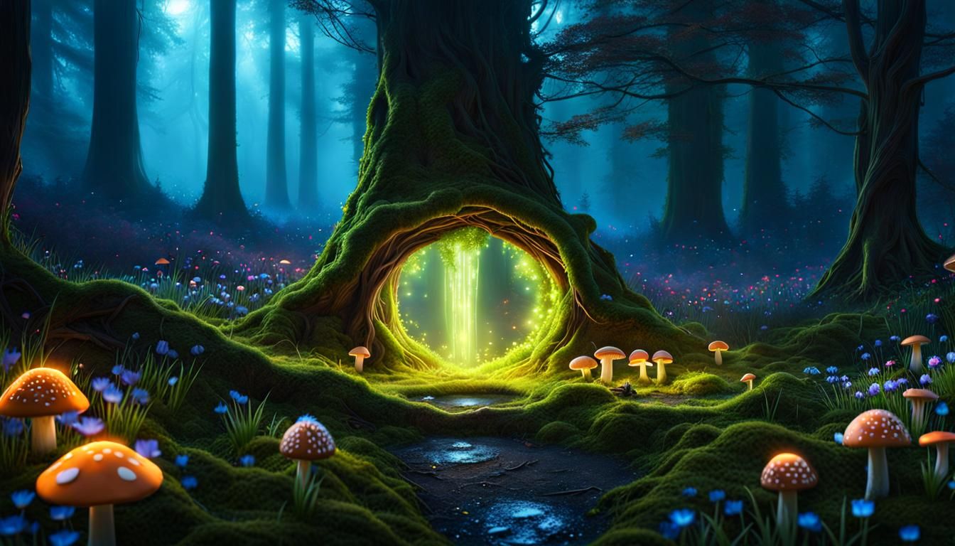 Fairy ring in the woods leading to a magical portal   by @Lilithmoon79 
