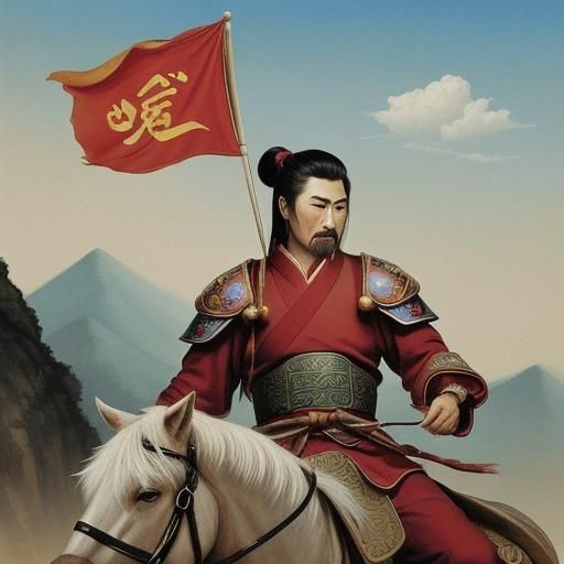 Cao Cao at Red Cliff: Surreal Oil Painting