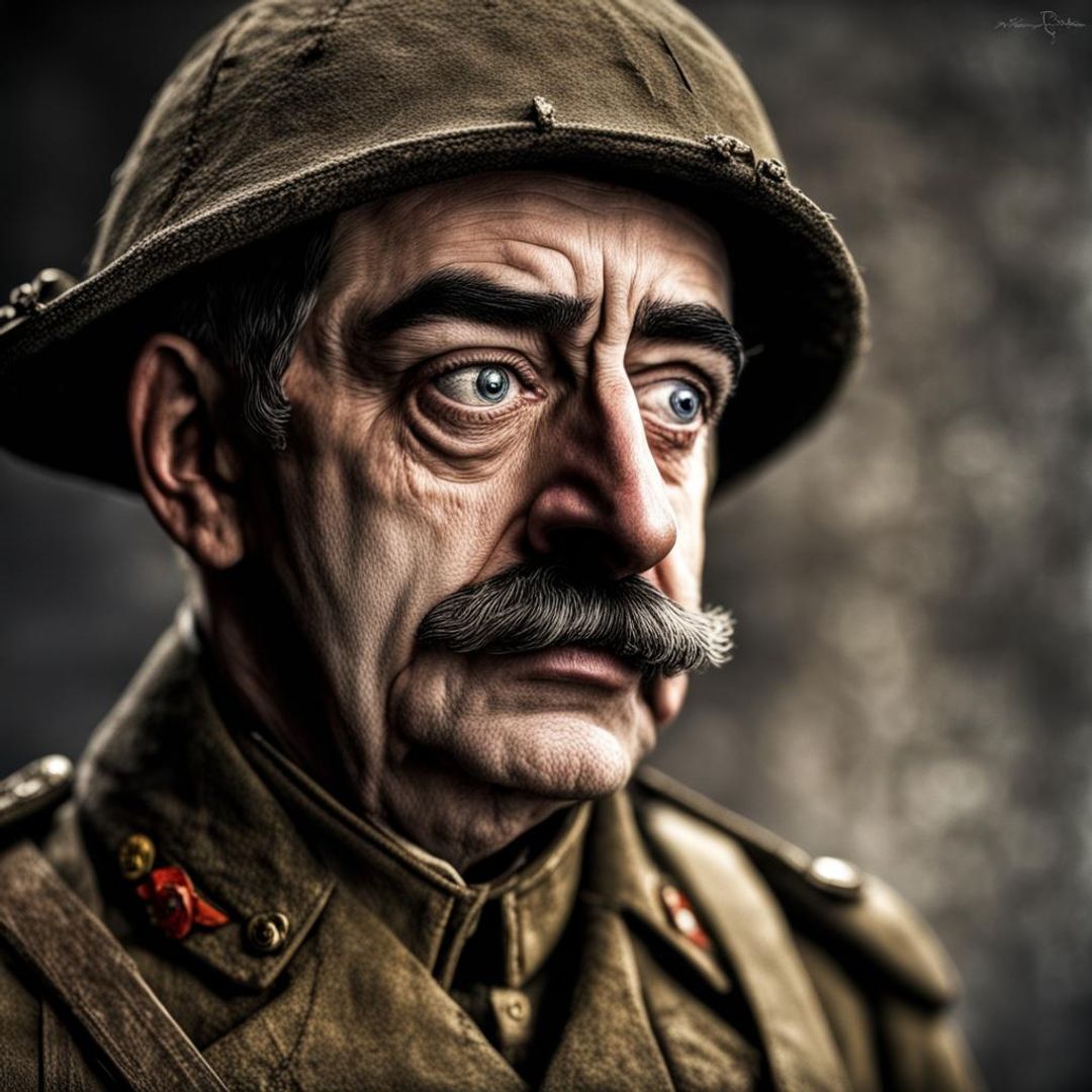 WWI Blackadder, sadly weeping AI Generated Artwork NightCafe Creator