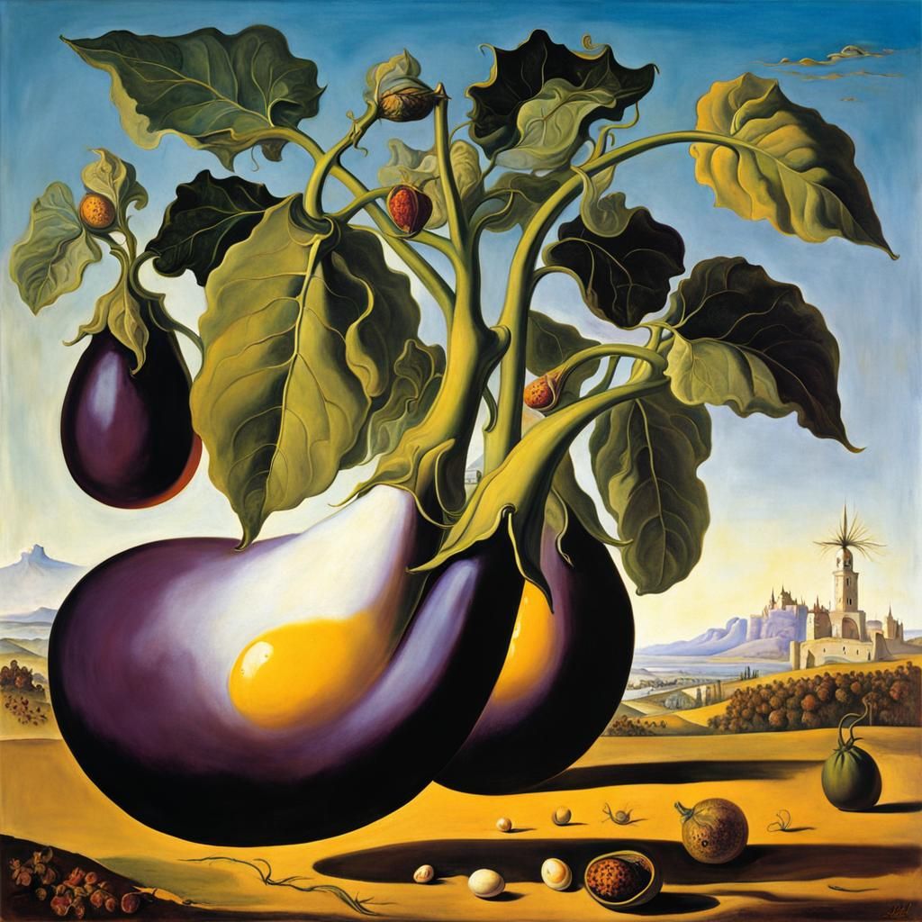 Surreal eggplants, Salvador Dali