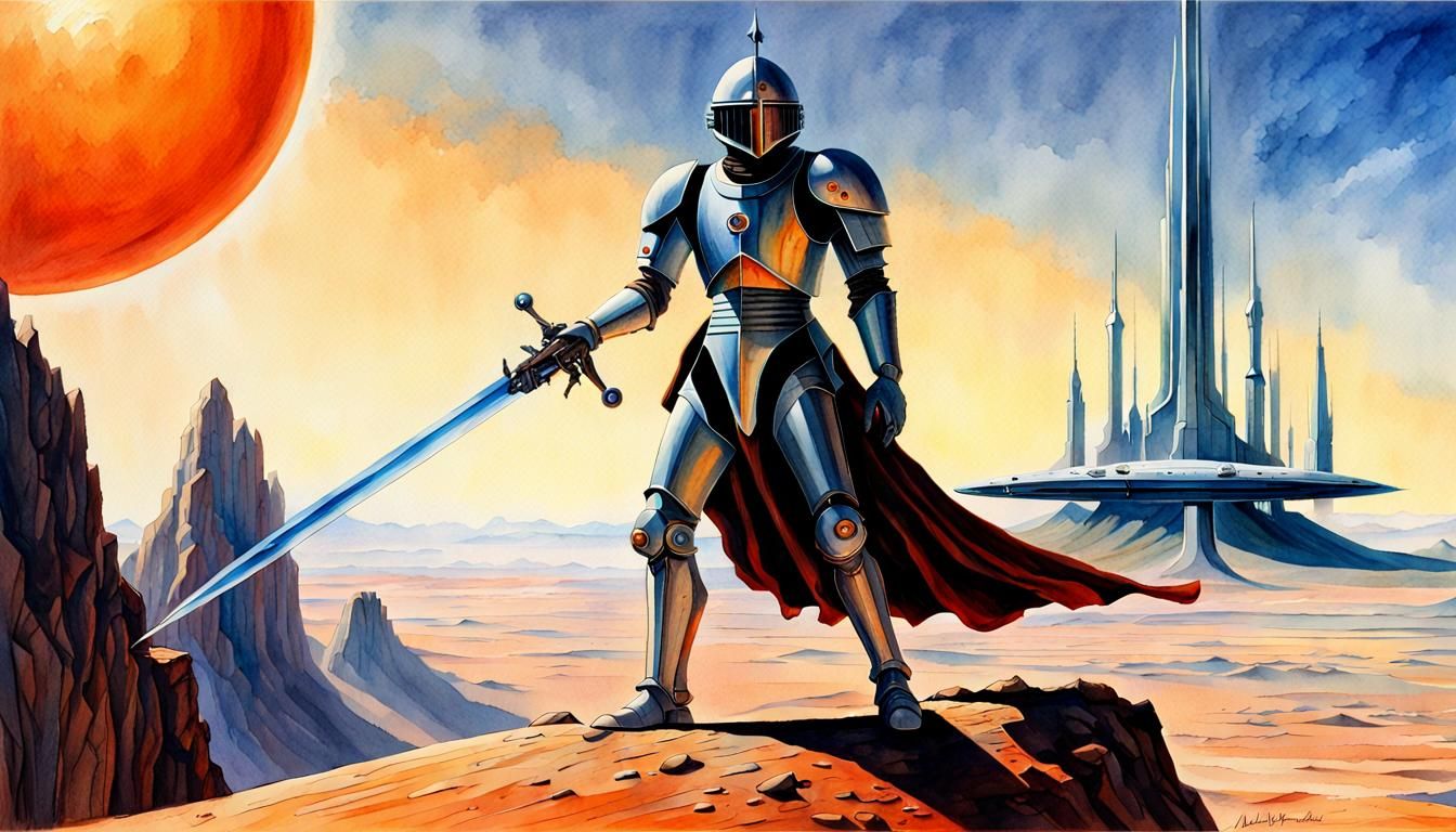 Silver knight on the forbidden planet  by @That cinema teacher