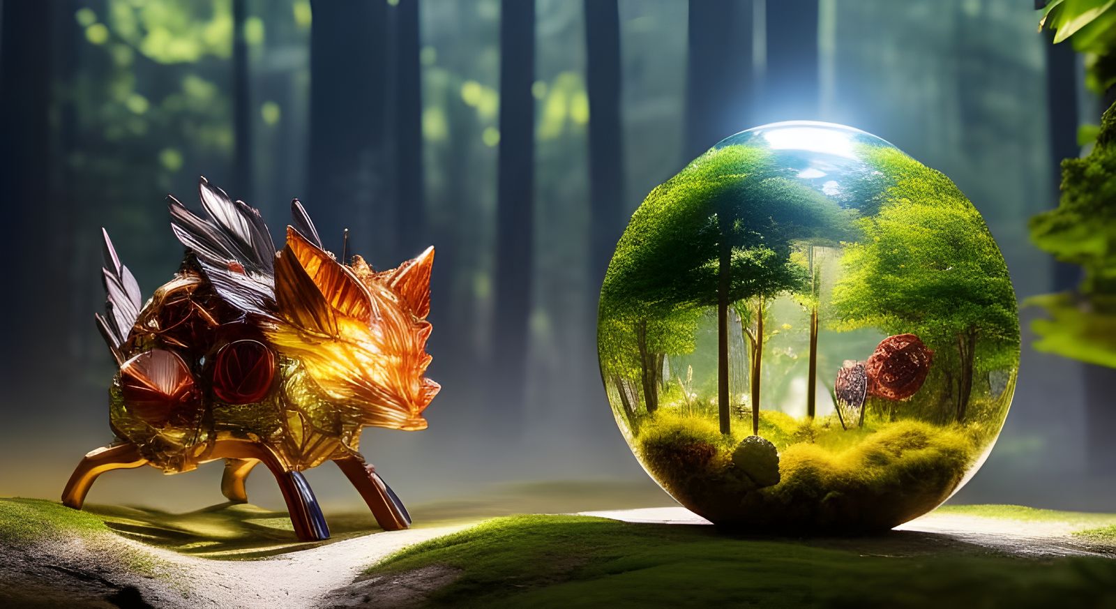 Spiritual animal ponders crossing the portal to help human.   by @Jokavld